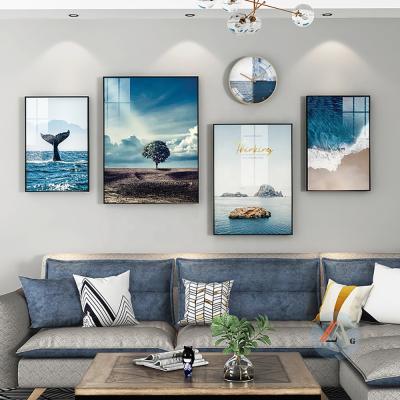 China Nordic CREATIVE Factory Price Seascape Whale Island and Tree Pictures Landscape Posters Wall Art Canvas Painting Living Room Home Decor for sale