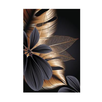 China CREATIVE Black Gold Plant Leaf Canvas Poster Print Modern Home Decor Art Painting Nordic Living Room Abstract Wall Picture for sale