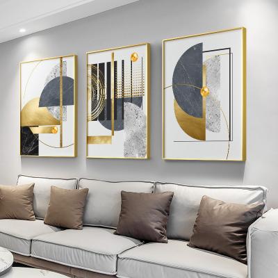 China Factory Price CREATIVE Nordic Luxury Abstract Geometric Pattern Canvas Gold Foil Quilting Painting Posters For Living Room Home Decor for sale