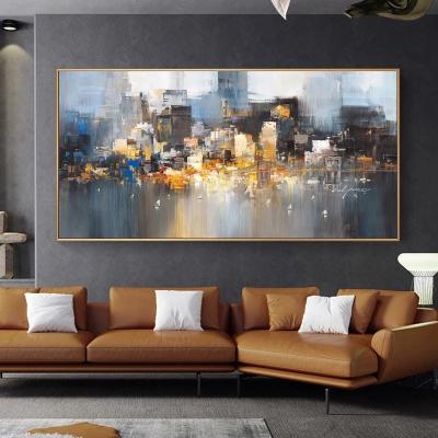 China Home Building Art Oil Painting For Living Room Abstract Rainy City Posters Decor Landscape Wall Pictures Printed On Canvas for sale