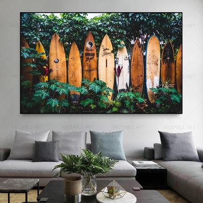 China CREATIVE Retro Tropical Rainforest Surfboard Photography Posters Prints Canvas Painting Wall Art For Living Room Home Decor Factory Price for sale