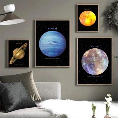 China CREATIVE Venus Sun Saturn Wall Art Planet Space Earth Moon Canvas Painting Posters Prints Wall Pictures Living Room Decor Factory Price for sale