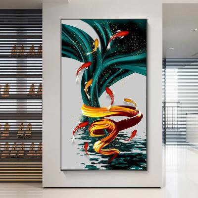 China Creative Nordic Sliver Nine Style Colorful Fish Paintings Poster And Canvas Print For Living Room Art Modern Wall Art Decor animal for sale