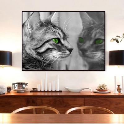 China CREATIVE Black White Cartoon Cute Animal Modern Wall Art Cuadros Home Decor Art Poster Cat Room Wall Pictures For Living And Print for sale