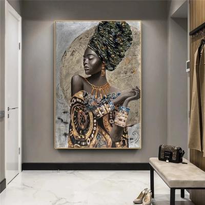 China CREATIVE African Graffiti Art Color Woman Canvas Paintings Posters and Prints Abstract African Girl on Wall Art Pictures Room Decor for sale