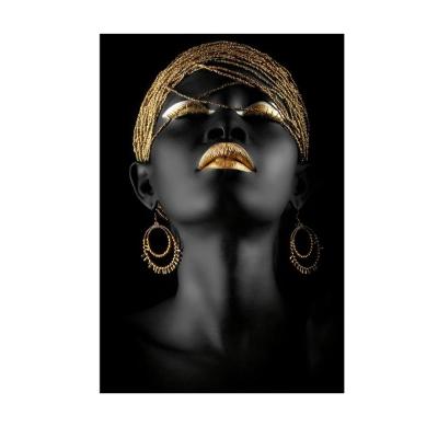 China CREATIVE Classic Black African Gold Hand and Woman Oil Painting Art on Canvas Posters and Prints Art Living Room Murals on Canvas for sale