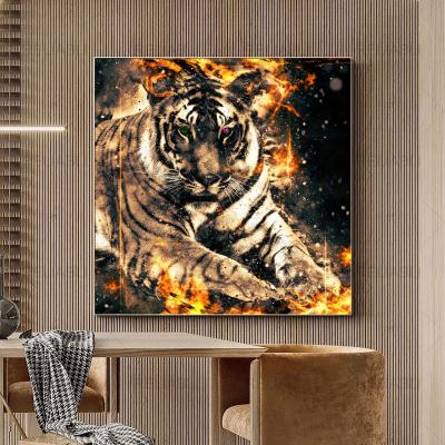 China CREATIVE Abstract Animal Fire Tiger Modern Canvas Painting Wall Art Pictures for Living Room Interior Home Decoration Posters and Prints for sale