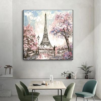 China CREATIVE Nordic Modern Abstract Landscape Painting Tower and Wall Art Home Bedroom Interior Decoration Couples Canvas Painting Cuadros for sale