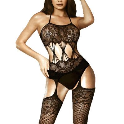 China Sexy Sexy Lingerie Hollow Out Crtoch Bodystcoking Transparent Net Open Women Cut Out Sexy Bodystocking for sale