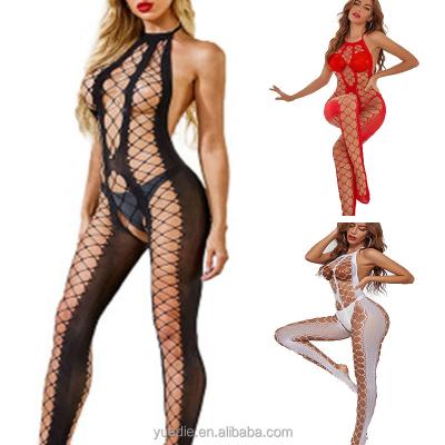 China Sexy Women's Sexy Tights Hollow Out Open Crotch Transparent Net Women Sexy Lingerie Bodystocking for sale