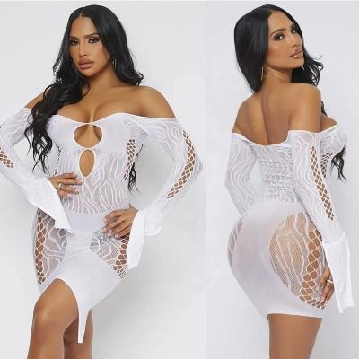 China Hot Sexy Sheer Nylon Mesh Bodystocking Bodystocking Mesh Mini Dress qq640 Mini Dress Knitting Bodystocking for sale