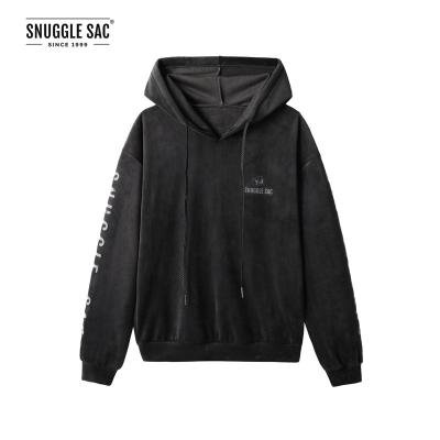 China Oversized Cool Hoodies Sweater Anti-Wrinkle Hugging Bag Air Feel Velvet Black Sweater Boys for sale