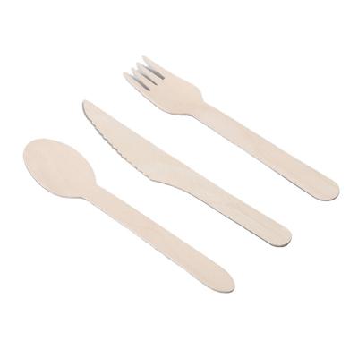 China Eco-friendly Hot Selling Natural Birch Wood Cutlery Set Wooden Disposable Cutlery Set Wooden Cutlery Set With Kraft Paper for sale