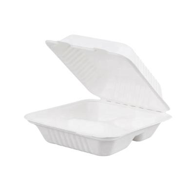 China Disposable Divided Compostable Biodegradable Sugarcane Box Bagasse Food Container for sale