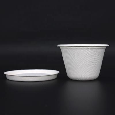 China Disposable 100% Biodegradable Tableware Tray Bagasse Sauce Sugarcane Cup with Lid for sale