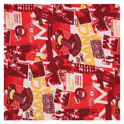 China Anti-static 100 polyester red sight printed peach skin microfiber fabric for beach wear summer shirts fabric for sale