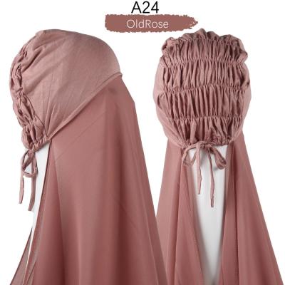 China Custom Chiffon Chiffon Snap Hijab With Hood Under Scarf Unique Design Chiffon Hijab Scarf For Muslim Women for sale