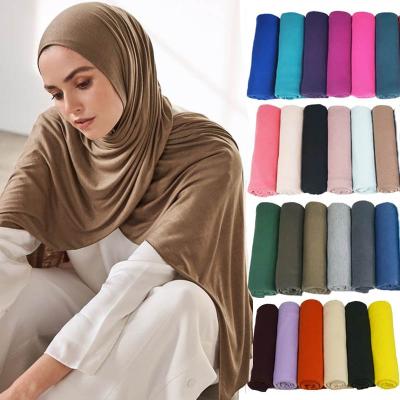 China 2021 Wholesale Modal Women Muslim Wraps 180*80cm Solid Colors Shawls Cotton Tank Hijab Elastic Stretch Scarf 2021 for sale