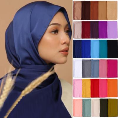 China Stain Silk Hijabs 2021 Plain Hijab Scarf Malaysia Islam Satin Muslim Wholesale Women Luxury Premium Elegant for sale