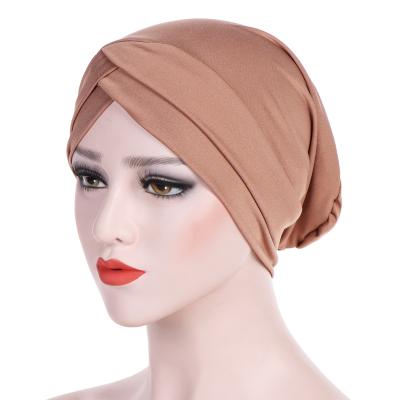 China Modal Turban Modal Hijabs Chemo Hat Hijabs Of New Europe And America Stretch Cloth Indian Hat Cross Front for sale