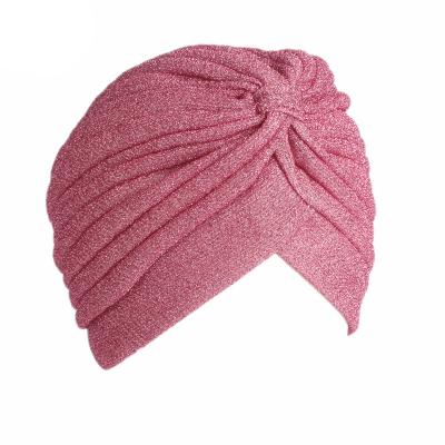 China Viscous Europe and the United States Popular New High Quality Gold Hijabs Hat Bright Silk Indian Turban Hijabs for sale