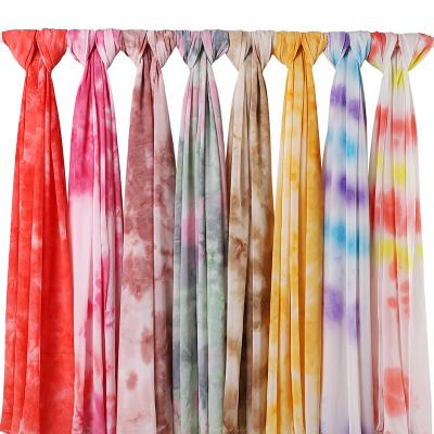 China Newest Design Polyester Tie Dye Print Tudung Pearl Color Chiffon Shawl Malaysia Islamic Scarf Women Muslim Hijabs Tank Top for sale