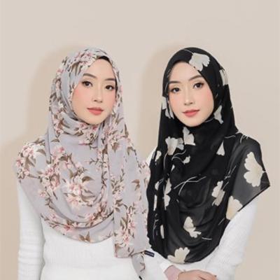 China Ladies Thin Explosive Malaysian Chiffon Hijabs Scarf Long Beading Silk Chiffon Print Baotou Shawl Scarf Hijabs for sale