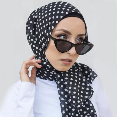 China Muslim Chiffon Hijabs Women Tudung Polyester Headwrap Ladies Scarf Floral Print Pearl Chiffon High Quality Ladies Headscarf With Dot for sale