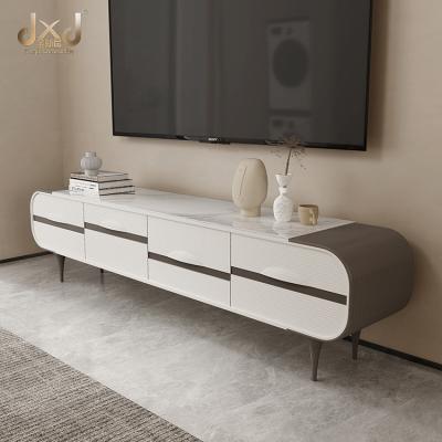 China Original Popular Simple Home TV Stand Cabinet White And Brown TV Cabinet With Coffee Table for sale