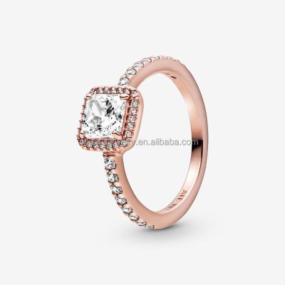 China Factory Wholesale Original Rose Gold Ring Fine Jewelry Thailand TRENDY 925 Fit Pandoraer Silver Romantic Wedding Rings for sale