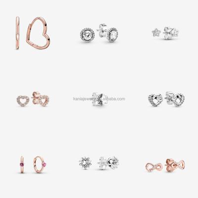 China Heart-set 2022 new arrival 925 sterling silver factory wholesale FASHIONABLE Diamond Charm Earrings for pandoraer silver earring jewelry for sale