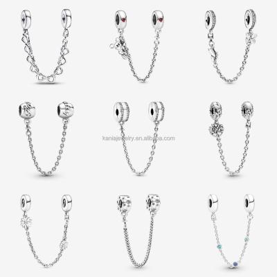 China Wholesale FASHIONABLE Jewelry Factory Pandoraer with Original Logo 925 Sterling Silver Jewelry DIY Silver Bracelet with Fashion Safety Chain for sale