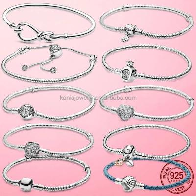 China Classic Fashion 925 Sterling Silver Daisy Infinity Loop Women's Knot Snake Bone Chain Fits Original DIY Jewelry Pandoraer Charm Bracelet for sale