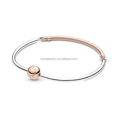 China Original Charm Pandoraer Rose Gold Fashion Bracelet Girls DIY New Women Fashion 925 Jewelry Factory Wholesale Hot Sale Classic Silver Bangle for sale