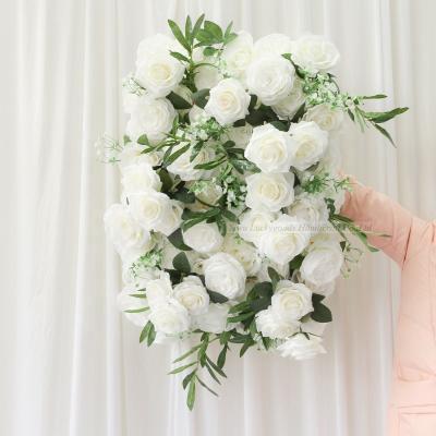 China Wedding Celebration LFB1622 High Quality White Ivory White Rose Flower Panel For Wedding Flower Wall for sale