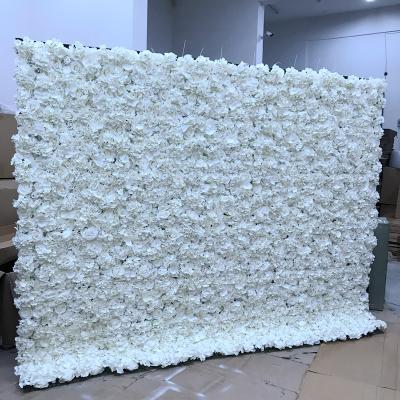 China Wedding Party Decorations LFB127 factory sale high quality cream white rose flower deco wall for wedding and event decoration for sale