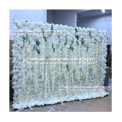 China LFB655 2.4x3m Artificial Flower Wall Handmade Plant Artificial Flower Wall Backdrop White Wholesale Luckygoods for sale