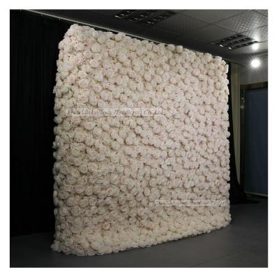 China Home Decoration LFB1550 Pink Wrap Fabric Flower Wall For Wedding Stage Decorations for sale