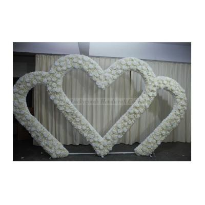 China Wedding Photo Background Wall LFB1521 Pure White Pink Heart Flower Arch For Event Stage Decoration for sale