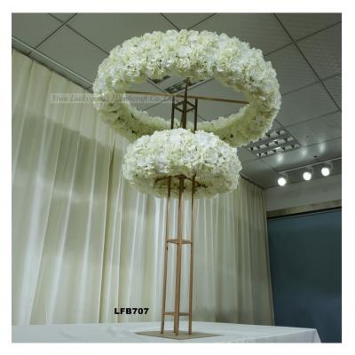 China Wedding Centerpiece And Flower Stand LFB707 Gold Stand Large White Flower Centerpiece For Wedding Event Decoration for sale