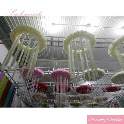 China Durable Cheap Price Silk Ceiling Hanging Flower Arrangement For Wedding Party Decoration for sale