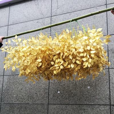 China LFB1128 Green Gold Vertical Plant Wall Hanging Flowers Above Dance Floor Ceiling Decor For Your Wedding for sale