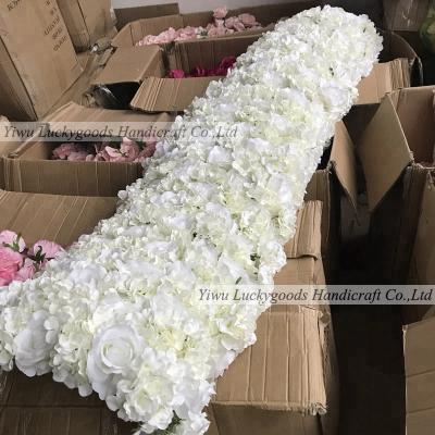 China White Rose Plant Vertical Wall Artificial Flower Garland For Wedding Indian Decor Wedding Backdrops for sale