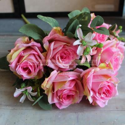 China Wall Vertical Cheap Artificial Plastic Rose Plant Mix Color Red Roses Single Pink Flower for sale