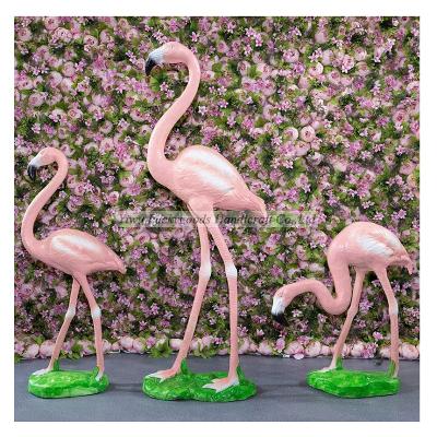 China LK20190809-16 Pink Elegant Artificial Crane Bird Animal Decoration Set For Kids Party Size: 130cm/100cm/70cm for sale