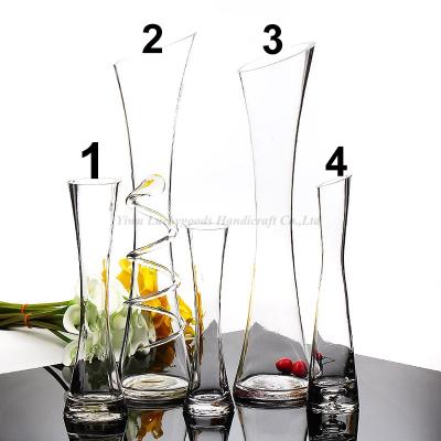 China Home Decor Tall Clear Standing Glass Vases for sale