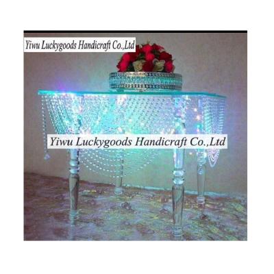 China LGZ003 High Quality Square Clear Acrylic Wedding Wedding Cake Table With Beading Hanging for sale