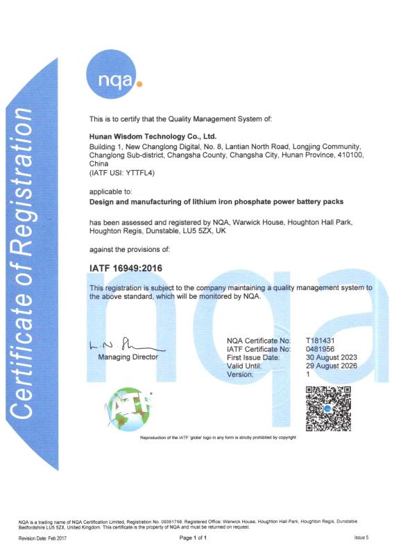 IATF USI: YTTFL4 - Hunan Wisdom Technology Co., Ltd.