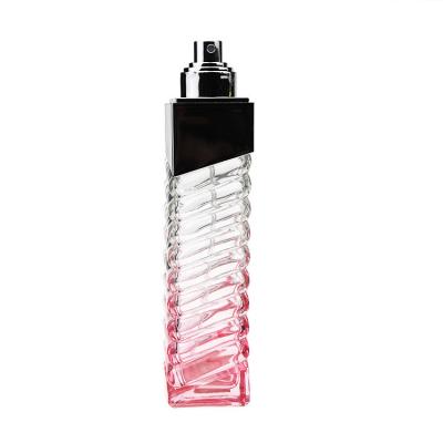 China New Design 2021 Cosmetic Color Rectangle Gradient Glass Square Perfume Bottle for sale