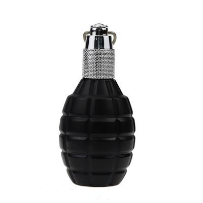 China Cosmetic Pomegranate Shaped Empty Glass Perfume Bottle 100ml Black Color for sale